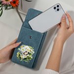 Personalisierte anthropomorphe Geburt Blume Leder Crossbody Bag Brieftasche mit Namen und Kartenschlitze Geburtstag Reisezubehör Geschenk für Frauen