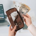 Personalisierte Retro 1-3 Katze Hund Fotos PU-Leder Geldbörse mit Namen Mehreren Fächern Reißverschluss Geburtstag Urlaub Geschenk für Tierliebhaber