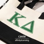 Personalisierte Glitter Greek Initial Large Canvas Tote Bag Chapter Party Pride Bid Day Sorority Gift for Sister Friends | Callie × Affinity Licensing