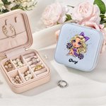 Personalizado de dibujos animados Cheerleading Chica Joyero de cuero con nombre de viaje accesorio de regalo de cumpleaños para las mujeres niñas