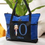 Personalizado Lindo Académico Cartoon Character Tote Bag with Name Fashion Graduation Season Gift for Girl Woman