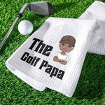 Personalisierte Cartoon Charakter saugfähige Waffel Golf Handtuch mit Namen und hängenden Clip Sport Zubehör Geburtstagsgeschenk für Golfspieler Liebhaber
