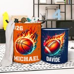 Cestino portabiancherie impermeabile con maniglia design palla sportivi personalizzato con numero e nome regalo di compleanno per amanti dello sport