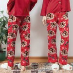 Photo de coeur personnalisée Multicolore Portrait Nom Pantalon de pyjama long avec cordon de serrage Cadeau d'anniversaire d'amitié pour les amis