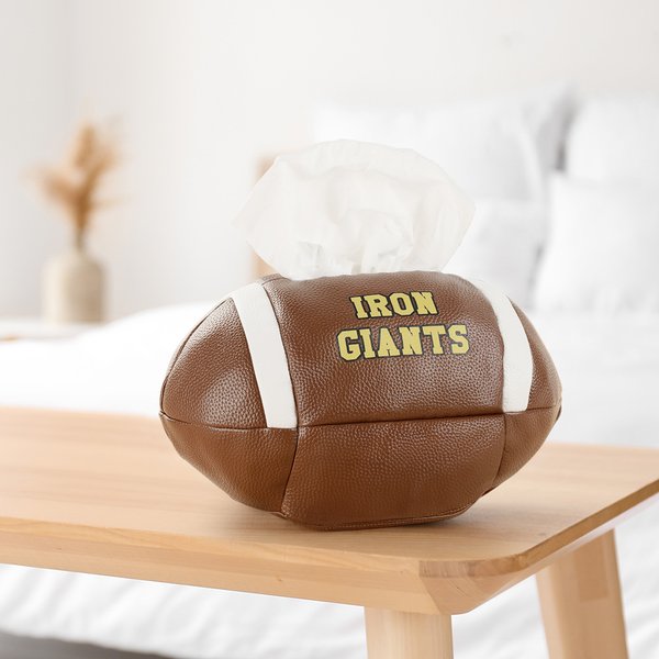 Personalized Football Rugby Shaped Leather Tissue Box Cover Home Desk Game Day Decor Birthday Team Gift for Sports Lovers