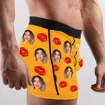 Calzoncillos bóxer personalizados con la foto de mi cara lamiéndola, labios rojos y corazón de amor Ropa interior masculina Divertido regalo de San Valentín para él