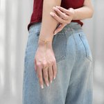 Personalisierte Zierliche Initiale Handkette mit Ring und Geburtsstein Verstellbares Armband Geburtstag Valentinstag Geschenk für Damen