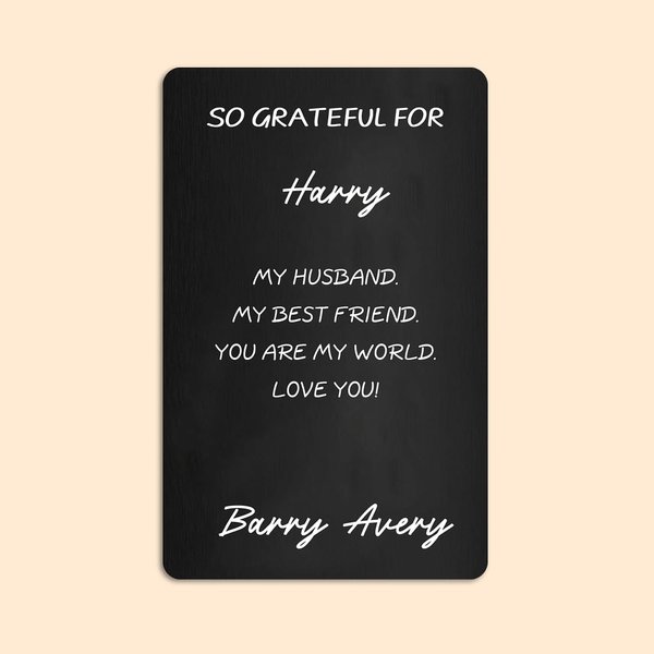 Personalised So Grateful For Wallet Card with Name and Text Birthday Appreciation Gift for Family Friend Teacher