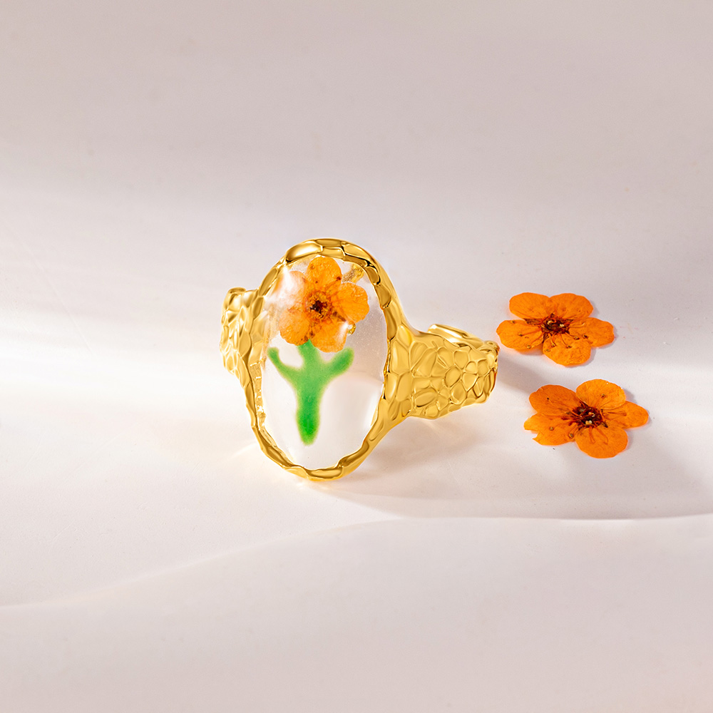 Bague réglable personnalisée Fleur sèche délicate Anniversaire Fête des mères Cadeau d'anniversaire pour femme