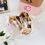 Gepersonaliseerde Cartoon Karakter initiaal lederen make-up tas met naam afstuderen reizen Essentials Gift voor vrouwen meisjes