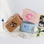 Gepersonaliseerde Cartoon Karakter initiaal lederen make-up tas met naam afstuderen reizen Essentials Gift voor vrouwen meisjes