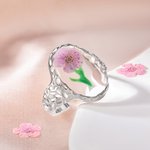 Personalisierte zierliche trockene Blume verstellbaren Ring Geburtstag Muttertag Jahrestag Geschenk für Frauen