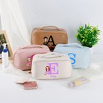 Gepersonaliseerde Cartoon Karakter initiaal lederen make-up tas met naam afstuderen reizen Essentials Gift voor vrouwen meisjes