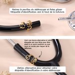 Étiquette Stéthoscope Personnalisée avec Pierre de Naissance Nom Décoration de Stéthoscope Cadeau Semaine des Infirmières pour Personnel en Médecine