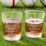 Gepersonaliseerde Football Stadium Schets Whiskeyglazen met Gegraveerde Naam Tekst en Leisteen Onderzetter Betekenisvol Verjaardagscadeau voor voetballiefhebbers