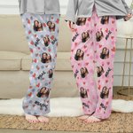 Photo de coeur personnalisée Multicolore Portrait Nom Pantalon de pyjama long avec cordon de serrage Cadeau d'anniversaire d'amitié pour les amis