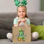 Personalisierte Lucky Shamrock Hut Gnom Doodle Brief Jute Tragetasche mit Namen wiederverwendbare St. Patrick's Day Party Geschenk für Kinder Familie