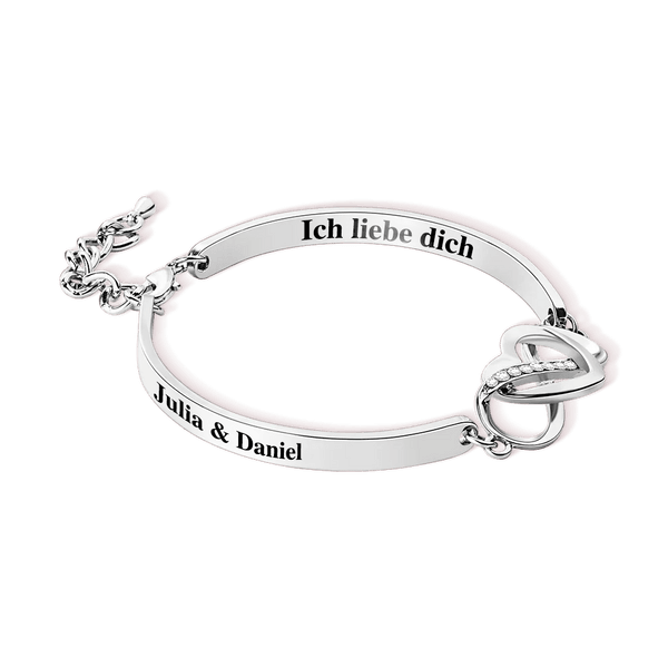 Personalisiertes Unendlichkeit Herz Armband mit Namen Gravur und Karte Valentinstag Jahrestag Muttertag Geschenk für Damen