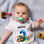 Personalizado Vehículos de Construcción Fantasía Unicornio Número Patrón 100% Algodón con Nombre Baby Shower Regalo para Bebé Niño Niña