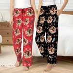 Photo de coeur personnalisée Multicolore Portrait Nom Pantalon de pyjama long avec cordon de serrage Cadeau d'anniversaire d'amitié pour les amis