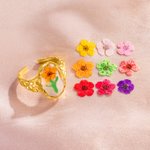 Personalisierte zierliche trockene Blume verstellbaren Ring Geburtstag Muttertag Jahrestag Geschenk für Frauen