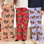 Photo de coeur personnalisée Multicolore Portrait Nom Pantalon de pyjama long avec cordon de serrage Cadeau d'anniversaire d'amitié pour les amis
