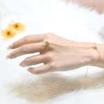 Personalisierte Zierliche Initiale Handkette mit Ring und Geburtsstein Verstellbares Armband Geburtstag Valentinstag Geschenk für Damen