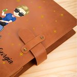 Personalized Zodiac Cartoon Character Leather A5 Sketchbook Notebook Cover with Storage Pocket Office Birthday Gift for Women Men