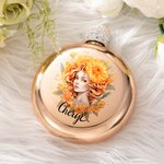 Personlig antropomorfisk födelseblomma Vinflaska Hip Flask med namn och glittrigt lock Mors dag Brudtärna Födelsedagspresent för kvinnor