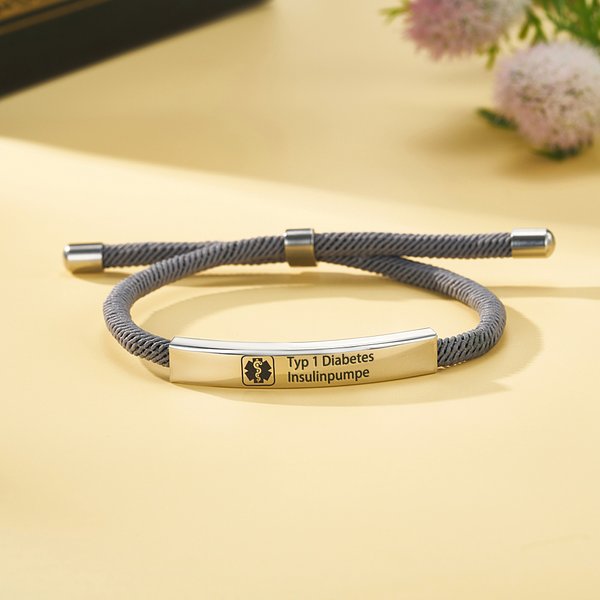 Personalisiertes Star of Life Notfall Medizin-ID Armband mit Text Namensschild Verstellbares Paracord Armband Erste Hilfe Geschenk für Damen Herren