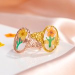 Personalisierte zierliche trockene Blume verstellbaren Ring Geburtstag Muttertag Jahrestag Geschenk für Frauen