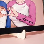 Personalised Heart Gesture Cartoon Character Name Wooden Portrait Frame with Stand Home Decor Valentine's Day Anniversary Gift for Couple