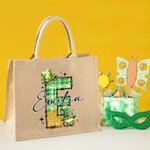 Personalisierte Lucky Shamrock Hut Gnom Doodle Brief Jute Tragetasche mit Namen wiederverwendbare St. Patrick's Day Party Geschenk für Kinder Familie