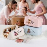 Personalised Birth Flower Western Cowgirl Boots Hat Design Name PU Leather Makeup Bag with Handle Portable Travel Accessories Birthday Gift for Women