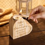 Personalized Anniversary Floral Wooden Heart Shaped Candle Holder with Engraved Name and Date Valentine's Day Anniversary Gift for Couple