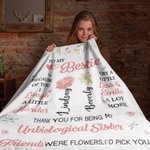 Personalized To My Bestie 2 Birth Flowers Soft Throw Blanket with Names Home Decor Birthday Gift for Sisters Friends