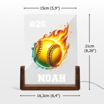 Personalisiertes Flammenball LED-Nachtlicht mit Namen Nummer Holz-Basis Schlafzimmer Dekoration Geburtstag Geschenk für Kinder Sportliebhaber