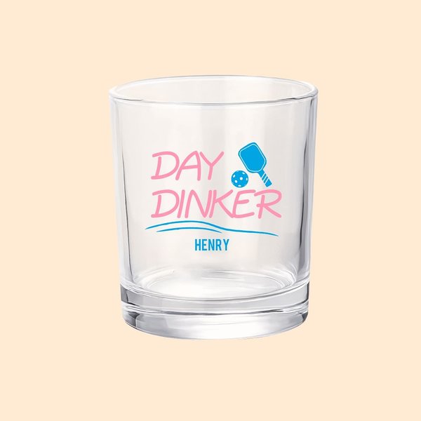 Personalised Funny Pickleball Themed 10 oz Old Fashioned Rocks Whiskey Glass with Name Birthday Gift for Pickleball Lover Liquor Lover