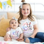 Personalisierte niedlichen Osterhasen Initial 100% Baumwolle T-Shirt Baby Bodysuit mit Namen Geburtstag Ostern Geschenk für Kinder Baby