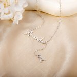 Personalized Dainty Name Necklace with Hanging Zircon Initial Charm Birthday Anniversary Valentine's Day Gift for Women