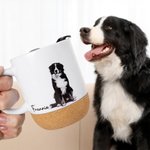Taza de Cerámica con Tapa y Base de Madera Personalizada Retrato de Perro y Gato 13oz Regalo de Simpatía para los Amantes de las Mascotas en Memoria de su Pérdida