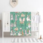 Personalizado lindo conejo de dibujos animados suave manta con nombre Decoración del hogar Baby Shower Cumpleaños Pascua Regalo para Niños Niñas