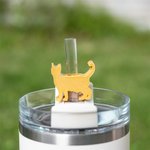 Personalisierte Multicolor 3D gedruckt Katze Hund Form Stroh Topper mit Namen Zubehör für Stanley Tumbler Geburtstag Party Geschenk für Tierliebhaber