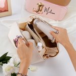 Personalised Birth Flower Western Cowgirl Boots Hat Design Name PU Leather Makeup Bag with Handle Portable Travel Accessories Birthday Gift for Women