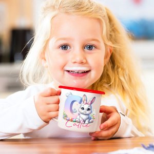 Personifierad söt påskhare Gradient Initial 12oz emaljmugg med namn Party Favor påskpresent för barn