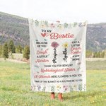 Personalized To My Bestie 2 Birth Flowers Soft Throw Blanket with Names Home Decor Birthday Gift for Sisters Friends