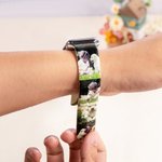 Personalisierte 1-7 Katze Hund Haustier Foto-Collage Wasserdichtes Silikon Uhrenband Kompatibel mit Apple Watch Geburtstag Geschenk für Familie Freunde