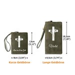 Personalisierte Kreuz Geburtsblumen Name PU-Leder Geldbörse mit Kartenfächern Handgelenkschlaufe Christliche Taufe Geburtstag Geschenk für Damen