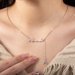 Personalized Dainty Name Necklace with Hanging Zircon Initial Charm Birthday Anniversary Valentine's Day Gift for Women