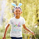 Personalised Cute Easter Bunny Watercolour Floral 100% Cotton Kid T-shirt Baby Bodysuit with Name Holiday Party Outfit Easter Gift for Baby Boys Girls